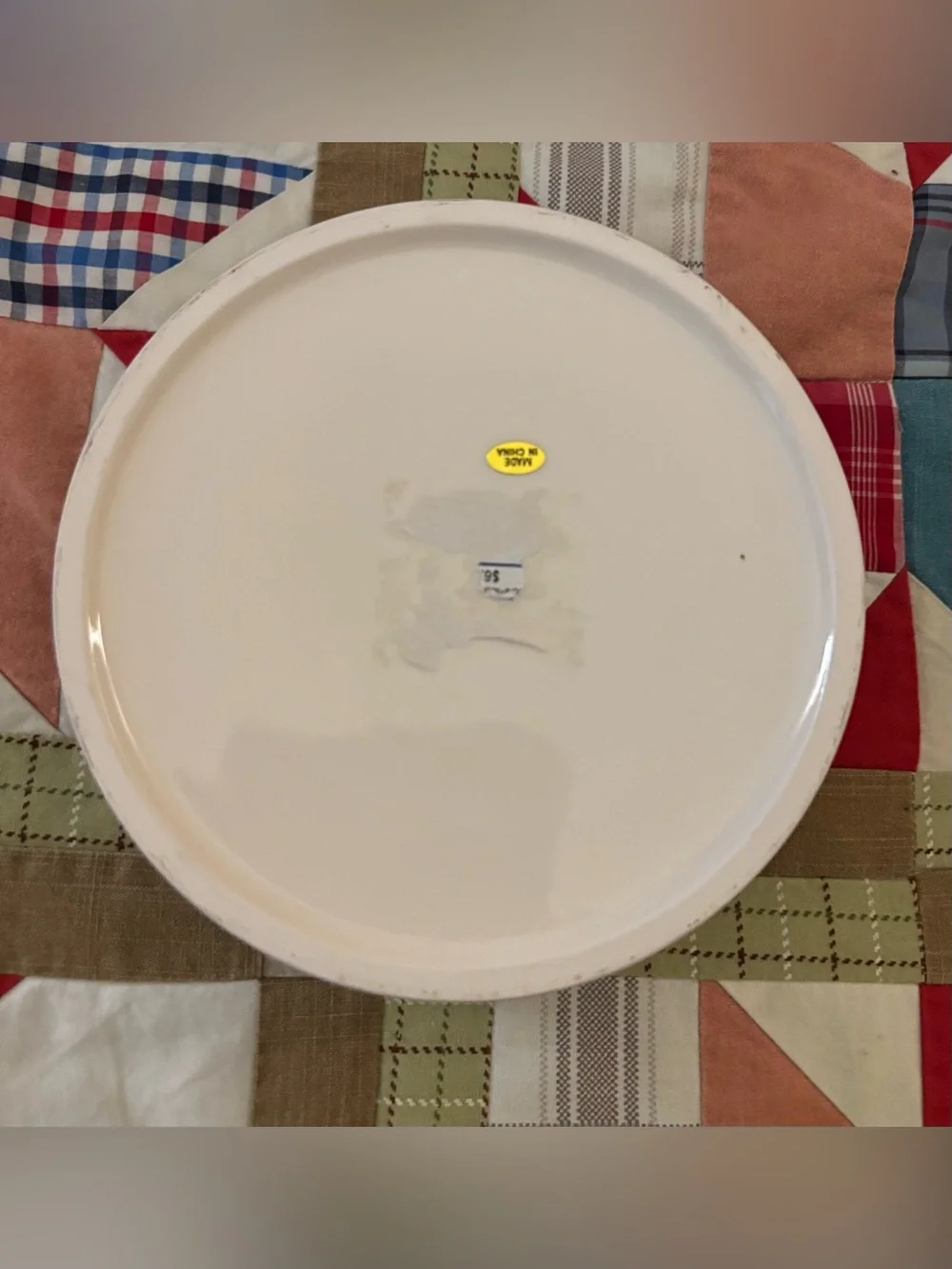 White Ceramic Water Bowl with Black Writing & Paw Print Size 6.25”D
